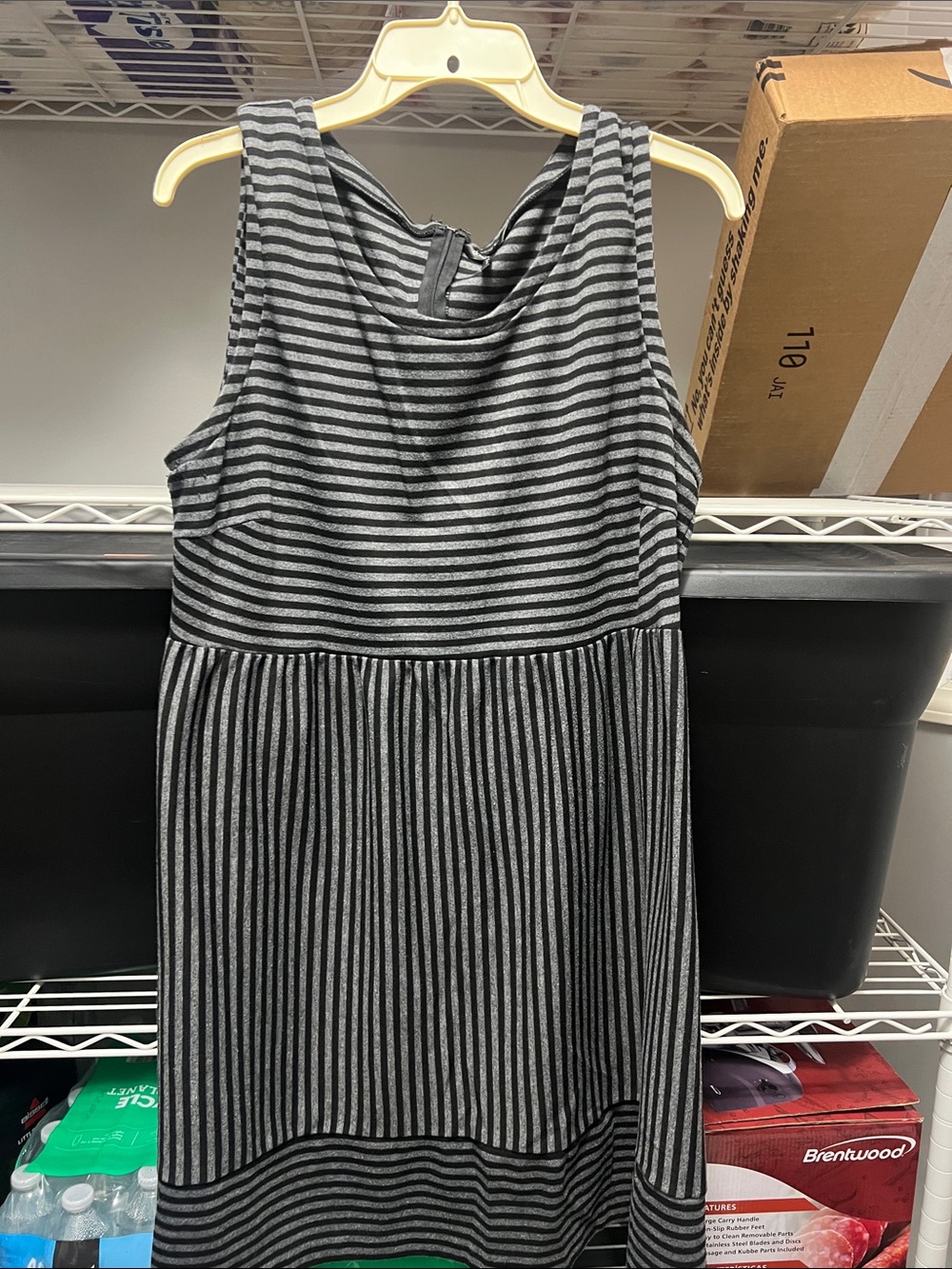 Daisy Fuentes Black and Gray Striped Sleeveless Dress